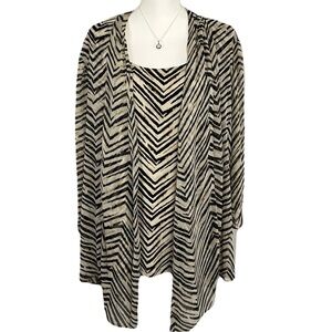 JM Collection Cardigan Set Sz 3X Camisole Tank Top Big Cat Animal Print Mob Wife